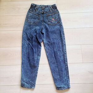 Vintage Jordache Mom Jeans Blue‎ Acid Wash Rose Embroidered High-Rise Denim
